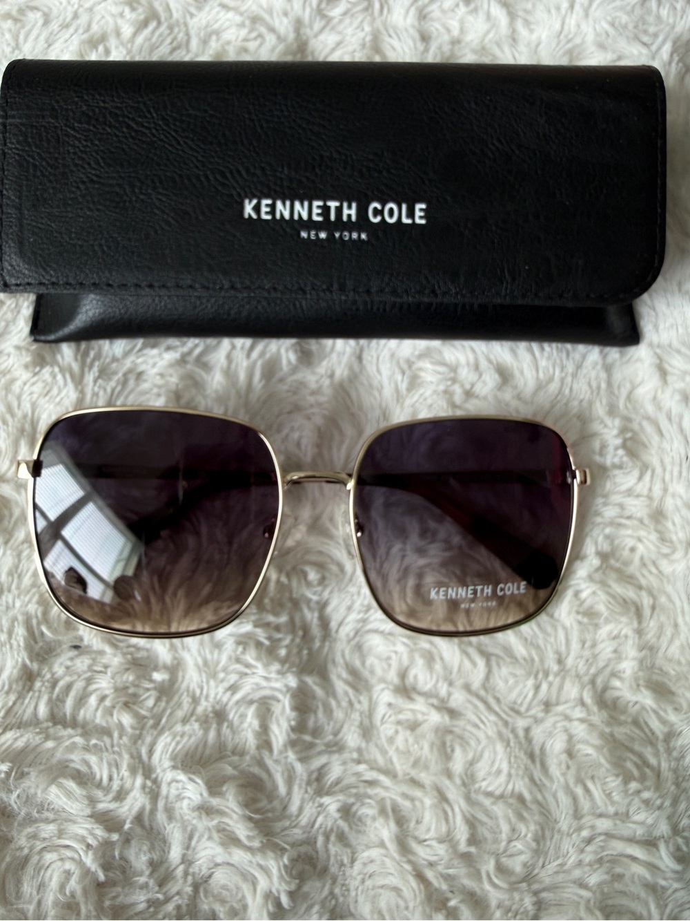 Kenneth Cole Gold Frame Sunglasses with Black Gradient Lenses